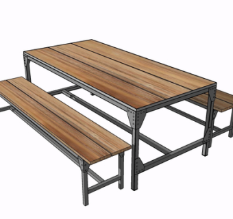 现代实木餐桌椅su模型