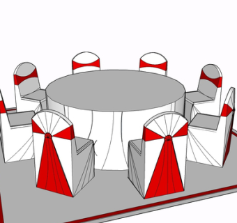现代宴会餐桌椅su模型
