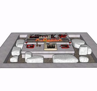 现代休闲餐桌椅su模型