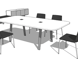 现代小型会议桌su模型