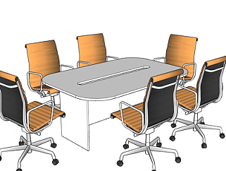 现代小型会议桌su模型