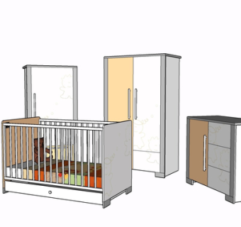 现代实木儿童床su模型