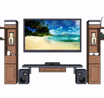 现代实木电视柜su模型