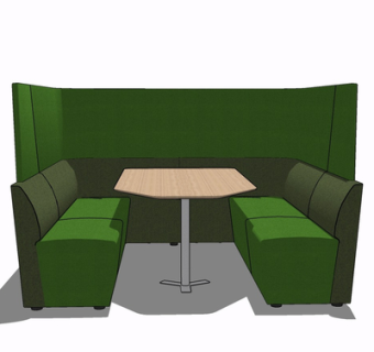 现代布艺卡位餐桌椅su模型