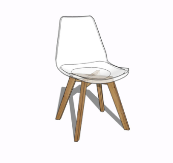 北欧实木单椅su模型