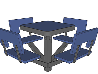 现代金属餐桌椅su模型