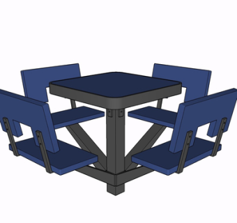 现代金属餐桌椅su模型