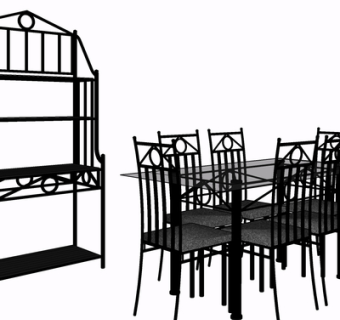 现代金属餐桌椅su模型