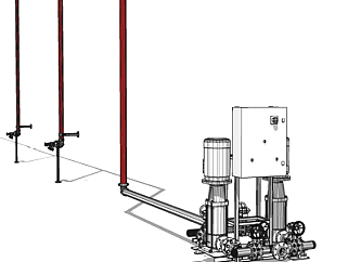 工业风水管抽水泵su模型