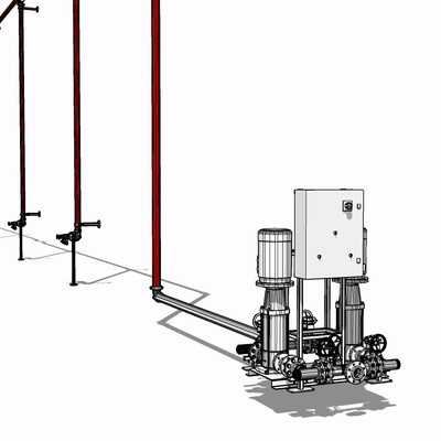 工业风水管抽水泵su模型