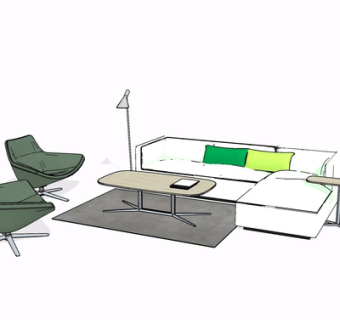 现代布艺组合沙发su模型