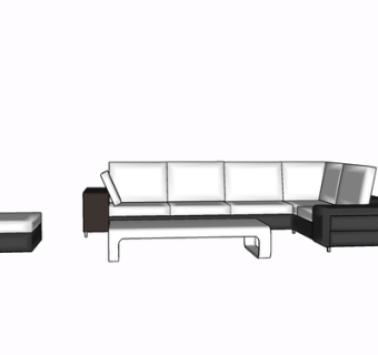 现代布艺多人沙发su模型