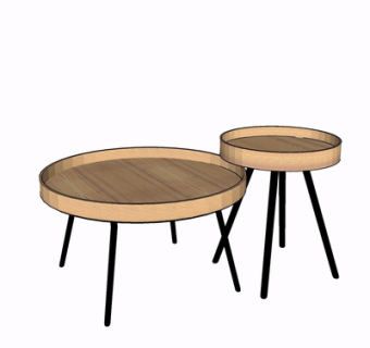 现代实木圆几su模型