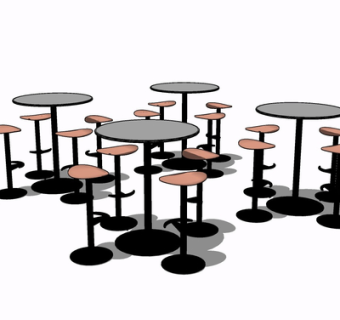 现代休闲桌椅su模型