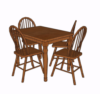 现代实木餐桌椅su模型