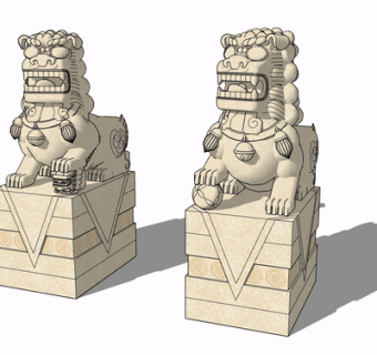 中式石雕狮子su模型