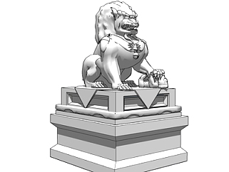 中式狮子<em>雕塑</em>su模型