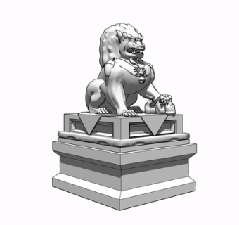 中式狮子雕塑su模型