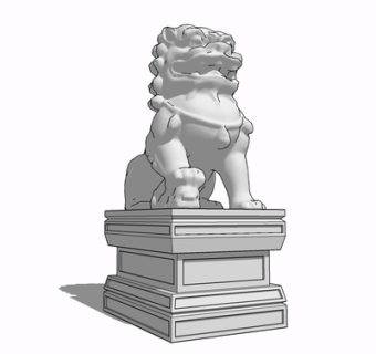 中式狮子雕塑su模型