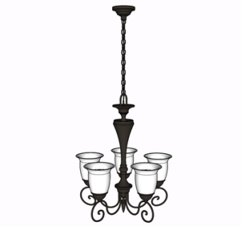 欧式金属多头吊灯su模型