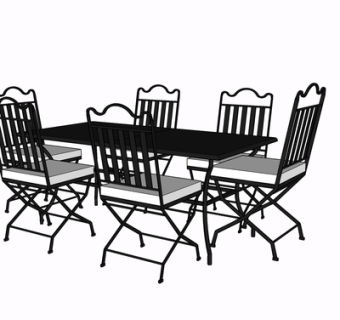 现代实木餐桌椅su模型