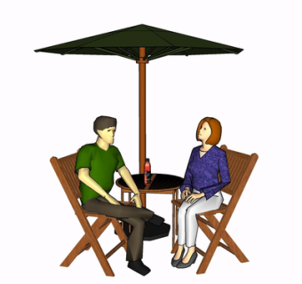 现代实木休闲桌椅su模型