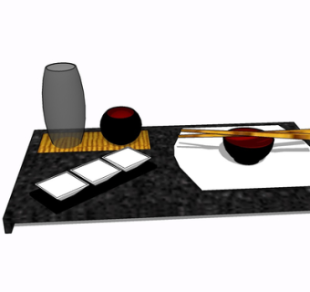 现代餐具su模型