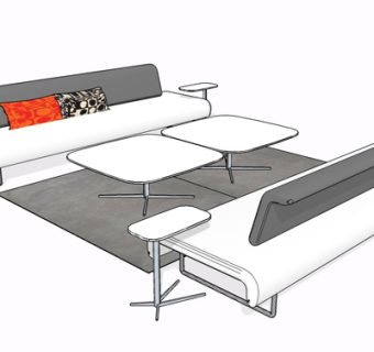 现代布艺多人沙发su模型