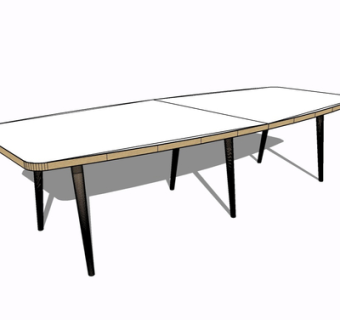 现代实木餐桌su模型