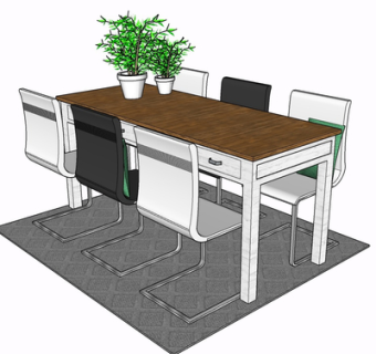 现代实木餐桌椅su模型