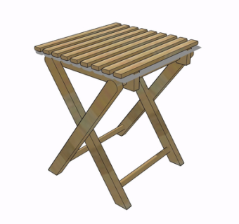现代实木折叠凳子su模型