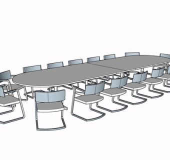 现代会议桌椅su模型