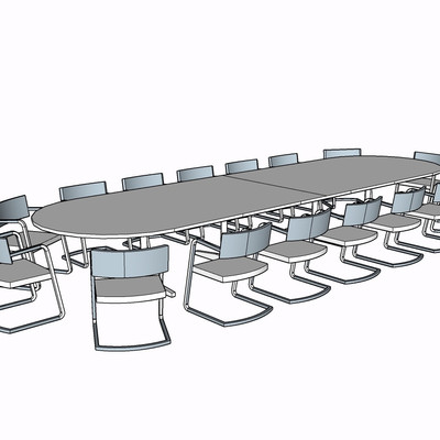 现代会议桌椅su模型