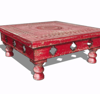 新中式实木茶几su模型