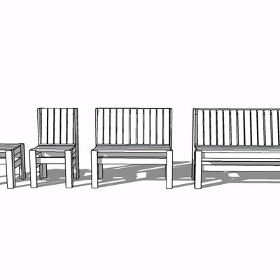 现代实木长椅su模型