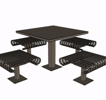 现代实木休闲桌椅su模型