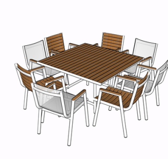 现代餐桌椅su模型