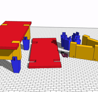 现代积木玩具su模型