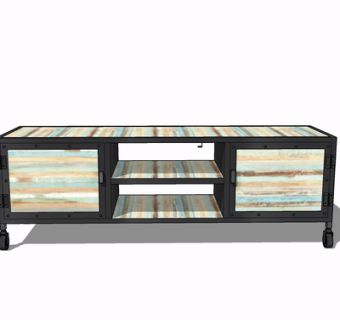现代实木电视柜su模型