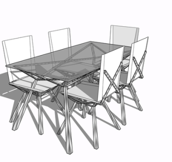 现代餐桌椅su模型