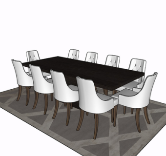 现代餐桌椅su模型