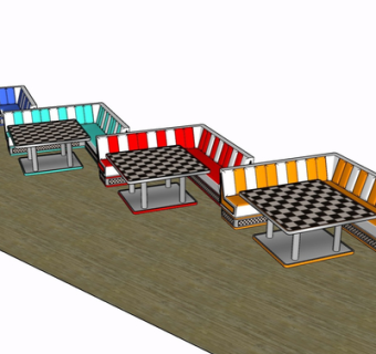 现代餐桌椅su模型
