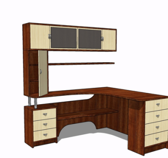 现代实木橱柜su模型