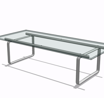 现代玻璃书桌su模型