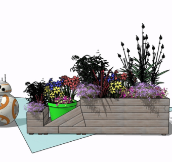 现代花卉盆栽su模型