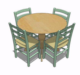 现代实木餐桌椅su模型