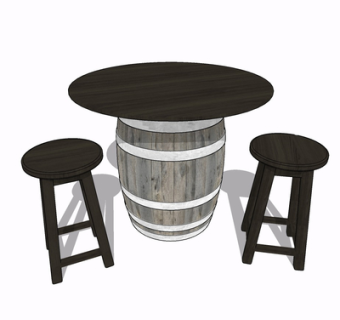 现代实木休闲桌椅su模型