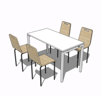 现代实木餐桌椅su模型