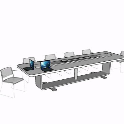 现代实木会议桌椅su模型