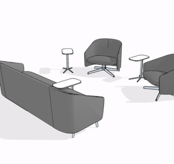 现代布艺多人沙发su模型